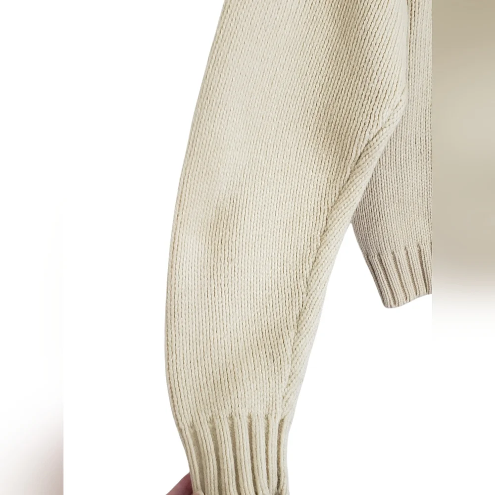 Oakton Limited 90s Chunky Cable Knit Cable Cardigan Sweater Beige Sz M Grandpa